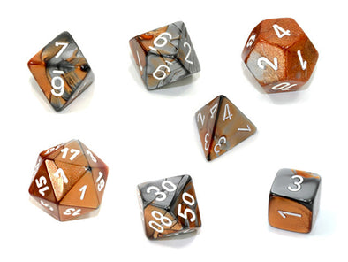 Chessex - 7 Piece - Gemini - Copper-Steel/White available at 401 Games Canada