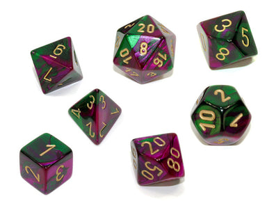 Chessex - 7 Piece - Gemini - Green-Purple/Gold available at 401 Games Canada