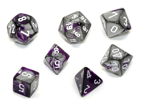 Chessex - 7 Piece - Gemini - Purple-Steel/White available at 401 Games Canada