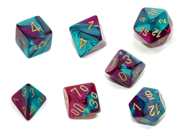 Chessex - 7 Piece - Gemini - Purple-Teal/Gold available at 401 Games Canada