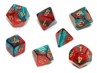 Chessex - 7 Piece - Gemini - Red-Teal/Gold available at 401 Games Canada