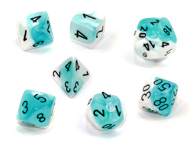 Chessex - 7 Piece - Gemini - Teal-White/Black available at 401 Games Canada