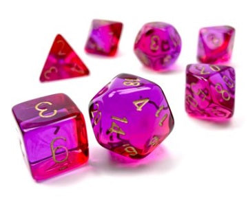 Chessex - 7 Piece - Gemini - Translucent Red-Violet/Gold available at 401 Games Canada