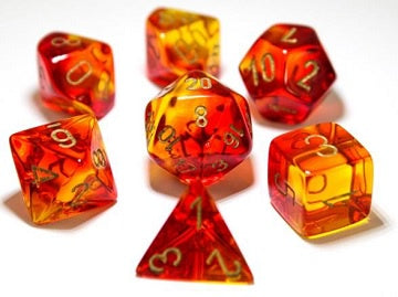 Chessex - 7 Piece - Gemini - Translucent Red-Yellow/Gold available at 401 Games Canada