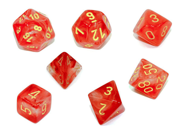 Chessex - 7 Piece - Ghostly Glow - Orange/Yellow available at 401 Games Canada