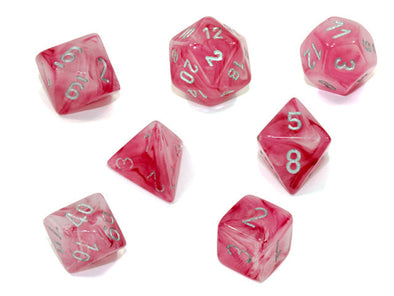 Chessex - 7 Piece - Ghostly Glow - Pink/Silver available at 401 Games Canada