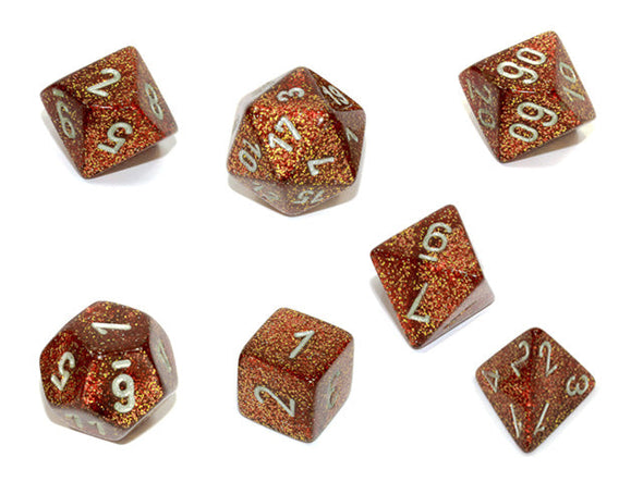 Chessex - 7 Piece - Glitter - Gold/Silver available at 401 Games Canada