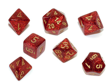 Chessex - 7 Piece - Glitter - Ruby/Gold available at 401 Games Canada