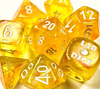 Chessex - 7 Piece - Lab Dice - Borealis - Canary/White Luminary available at 401 Games Canada