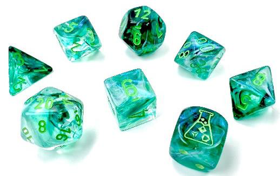 Chessex - 7 Piece - Lab Dice - Borealis - Kelp/Light Green Luminary available at 401 Games Canada