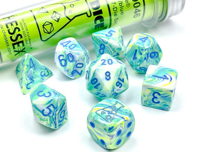 Chessex - 7 Piece - Lab Dice - Festive - Garden/Blue available at 401 Games Canada