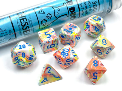 Chessex - 7 Piece - Lab Dice - Festive - Kaleidoscope/Blue available at 401 Games Canada