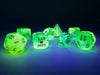 Chessex - 7 Piece - Lab Dice - Gemini - Plasma Green-Teal/Orange available at 401 Games Canada