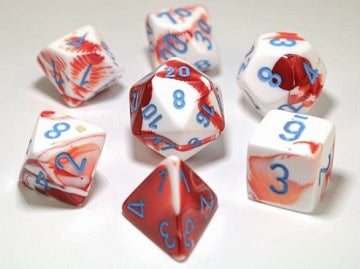 Chessex - 7 Piece - Lab Dice - Gemini - Red-White/Blue available at 401 Games Canada