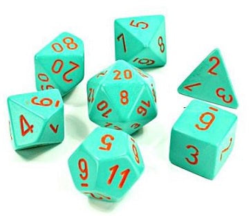 Chessex - 7 Piece - Lab Dice - Heavy - Turquoise/Orange (+ Bonus 6-Sided Die) available at 401 Games Canada