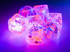 Chessex - 7 Piece - Lab Dice - Nebula - Black Light Special/White available at 401 Games Canada