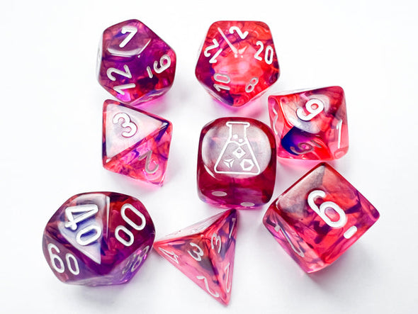 Chessex - 7 Piece - Lab Dice - Nebula - Black Light Special/White available at 401 Games Canada