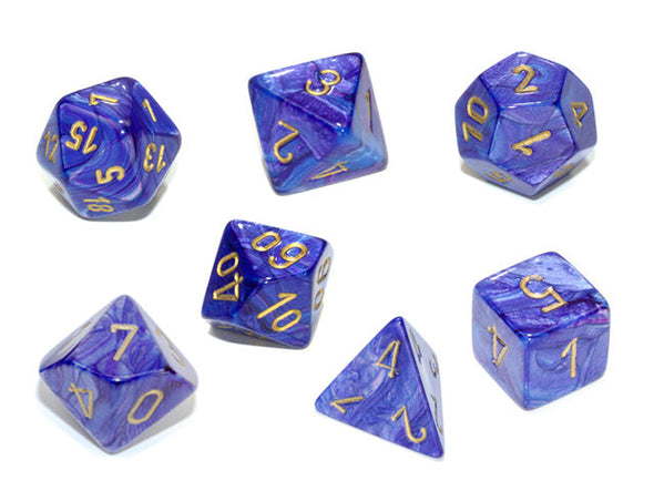 Chessex - 7 Piece - Lustrous - Purple/Gold available at 401 Games Canada