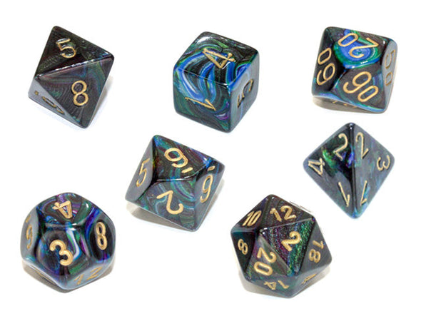 Chessex - 7 Piece - Lustrous - Shadow/Gold available at 401 Games Canada