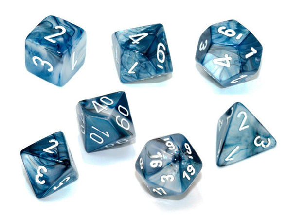 Chessex - 7 Piece - Lustrous - Slate/White available at 401 Games Canada