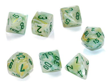 Chessex - 7 Piece - Marble - Green/Dark Green available at 401 Games Canada