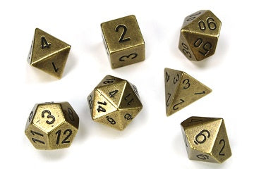 Chessex - 7 Piece - Metal - Old Brass available at 401 Games Canada