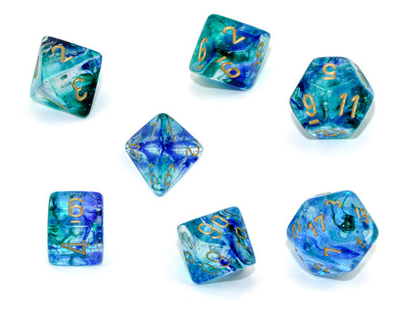 Chessex - 7 Piece - Nebula - Oceanic/Gold Luminary available at 401 Games Canada