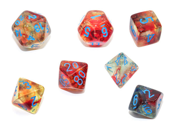 Chessex - 7 Piece - Nebula - Primary/Blue Luminary available at 401 Games Canada