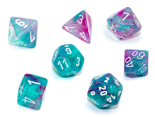 Chessex - 7 Piece - Nebula - Wisteria/White Luminary available at 401 Games Canada