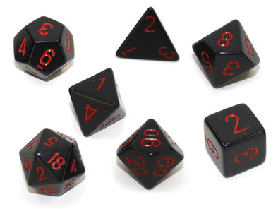 Chessex - 7 Piece - Opaque - Black/Red available at 401 Games Canada