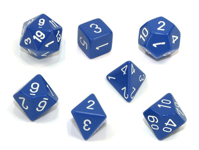 Chessex - 7 Piece - Opaque - Blue/White available at 401 Games Canada