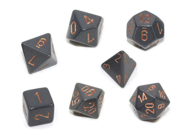 Chessex - 7 Piece - Opaque - Dark Grey/Copper available at 401 Games Canada