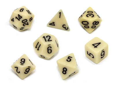 Chessex - 7 Piece - Opaque - Ivory/Black available at 401 Games Canada