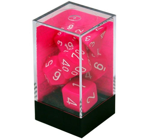 Chessex - 7 Piece - Opaque - Pink/White available at 401 Games Canada