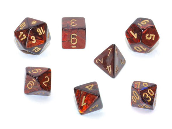 Chessex - 7 Piece - Scarab - Blue Blood/Gold available at 401 Games Canada