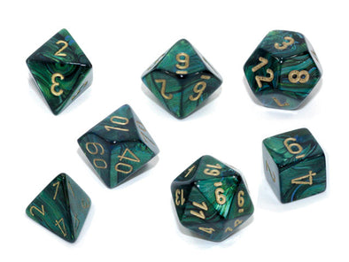 Chessex - 7 Piece - Scarab - Jade/Gold available at 401 Games Canada