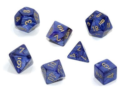 Chessex - 7 Piece - Scarab - Royal Blue/Gold available at 401 Games Canada