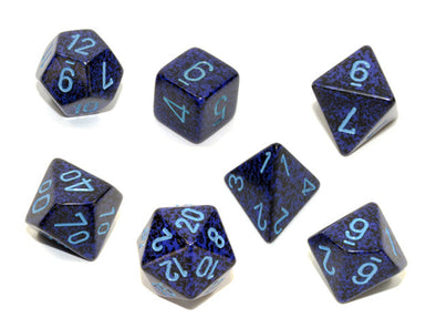 Chessex - 7 Piece - Speckled - Cobalt available at 401 Games Canada