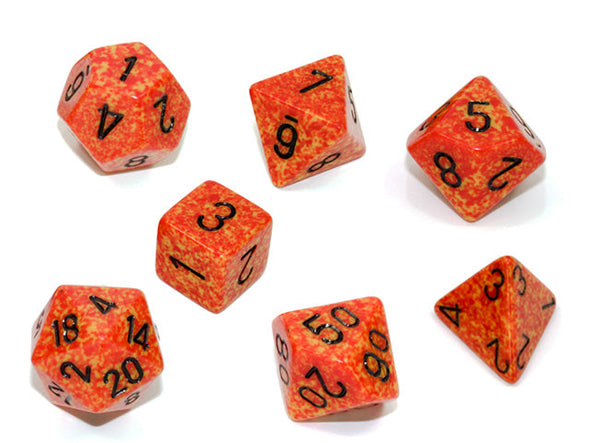 Chessex - 7 Piece - Speckled - Fire available at 401 Games Canada