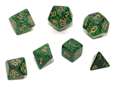 Chessex - 7 Piece - Speckled - Golden Recon available at 401 Games Canada