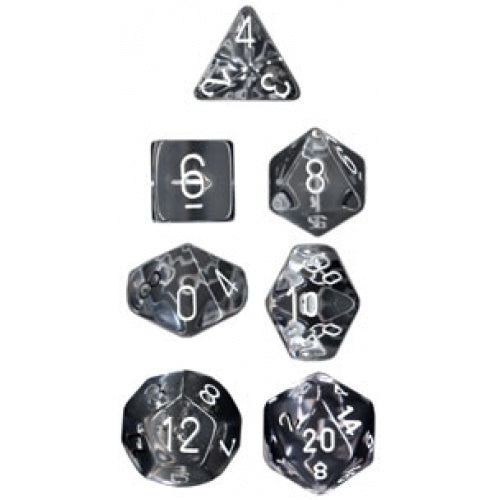 Chessex - 7 Piece - Translucent - Clear/White available at 401 Games Canada