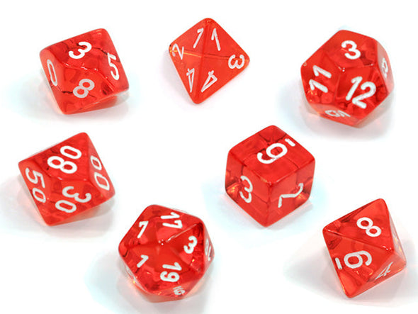 Chessex - 7 Piece - Translucent - Orange/White available at 401 Games Canada