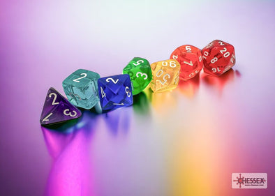 Chessex - 7 Piece - Translucent - Prism available at 401 Games Canada