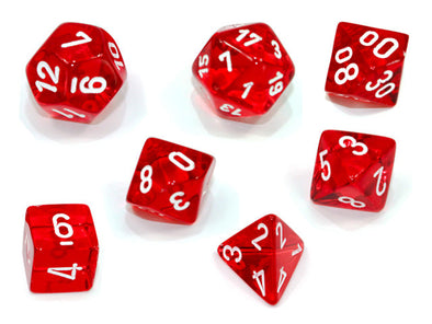 Chessex - 7 Piece - Translucent - Red/White available at 401 Games Canada