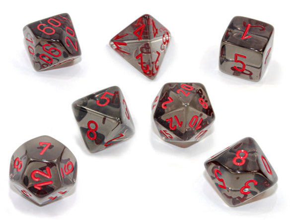 Chessex - 7 Piece - Translucent - Smoke/Red available at 401 Games Canada