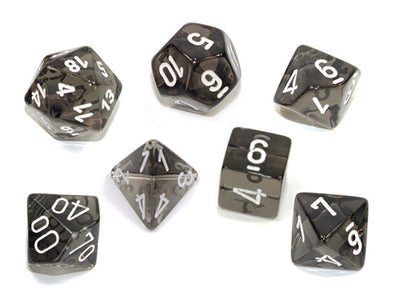 Chessex - 7 Piece - Translucent - Smoke/White available at 401 Games Canada