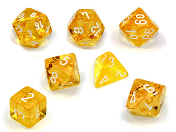 Chessex - 7 Piece - Translucent - Yellow/White available at 401 Games Canada