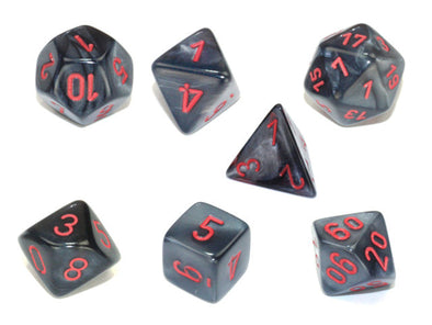 Chessex - 7 Piece - Velvet - Black/Red available at 401 Games Canada