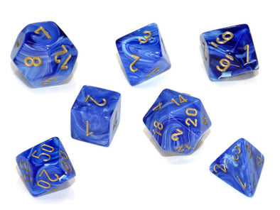 Chessex - 7 Piece - Vortex - Blue/Gold available at 401 Games Canada