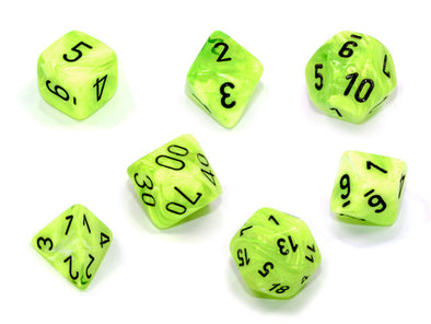 Chessex - 7 Piece - Vortex - Bright Green/Black available at 401 Games Canada